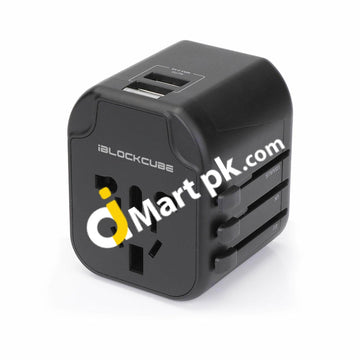 Iblockcube World Travel Power Adapter With 2 Usb Charging Ports For Us / Uk Eu Au Plugs - Imported